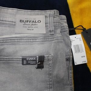 Buffalo David Bitton, Grey 32x32 Jeans, Slim Straight Stretch. Evan-x
